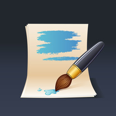 vector illustration of blank note paper with brush