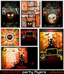 Halloween Horror Party flyers set with a lot of themed elements