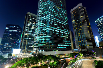 office buildings at night