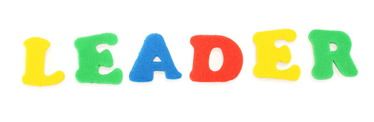 Inscription Leader of English letters, isolated on white