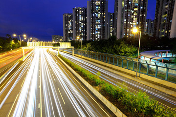 Fototapeta premium city in night with busy traffic