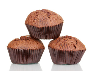 Fresh muffins isolated on white
