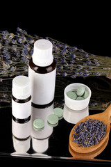 bottles of medicines and herbs