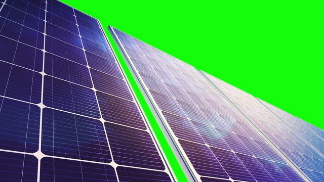 Solar Panels Panorama (Loop on Green Screen)