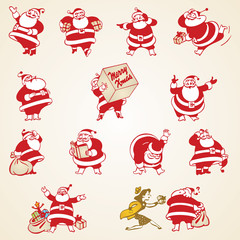 Christmas Santa Claus vector vintage illustrations © marius1987