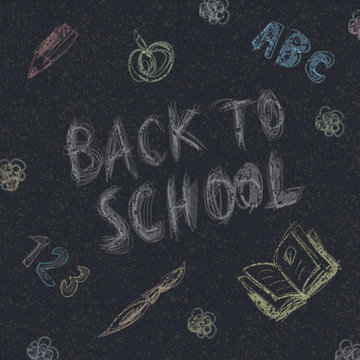 Back to school. Written by chalk on the asphalt background. Vect