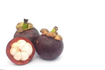 Mangosteen on white paper