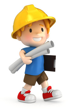 3d render of a little engineer/architect