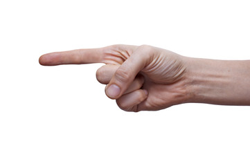 Hand making sign isolated on white background