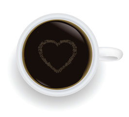 Cup of coffee with  heart