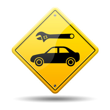 Se&ntilde;al amarilla reparacion de coches