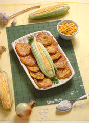 Delicious pancakes with corn - obrazy, fototapety, plakaty