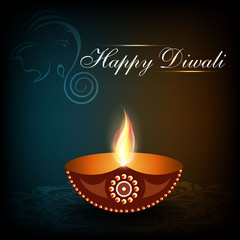 Beautiful illuminating Diya background for Hindu community festi