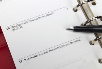 Filofax mit leerem Kalendarium