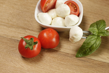 Mozzarella with basil and tomatoes