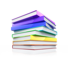 Stack of colorful glossy books.