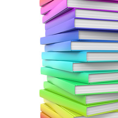 Stack of colorful glossy books.
