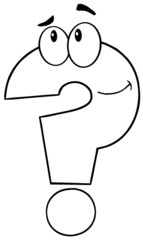Outlined Question Mark Cartoon Character