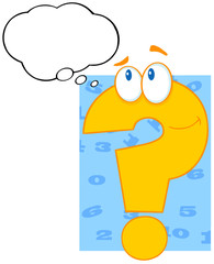 Question Mark Cartoon Character With Speech Bubble