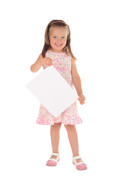little girl holding a sheet of paper