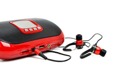 Red MP3 and headphones