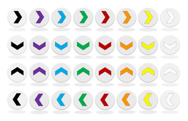 Set di pulsanti con frecce colorate
