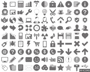 99 Web Icon Internet Business Button Set - grau