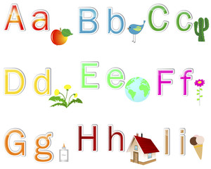 English Alphabet stickers.
