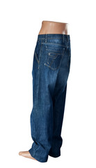Naklejka premium Blue jeans trousers on a mannequin