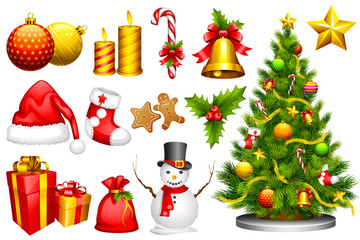 vector illustration of collection of design object for Christmas