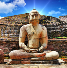 ancient buddha statue , Sri lanka temple