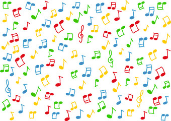 Colorful music notes background illustration