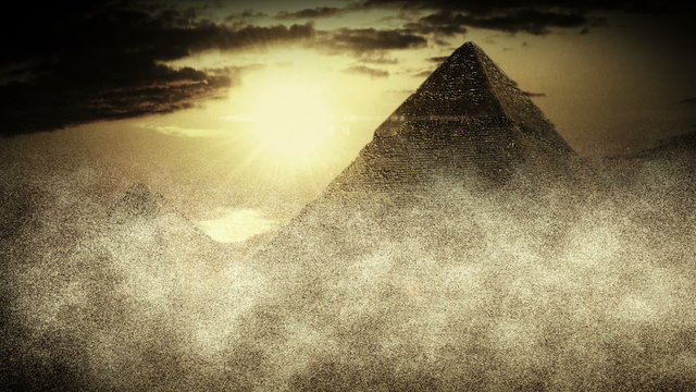 Realistic Egyptian Pyramids in sandstorm