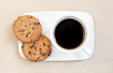 black coffee with cookies