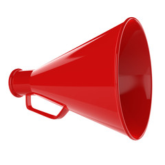 3D Bullhorn... Retro megaphone in a red color