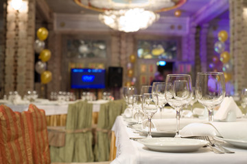 Banquet table in a restaurant