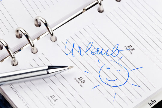 Eintrag im Kalender: Urlaub