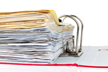 Akten Ordner mit Schriftst&uuml;cken und Dokumenten