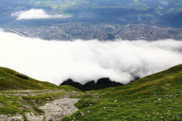 Alpenwiese über den Wolken