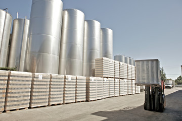 Industrial tanks and stacker