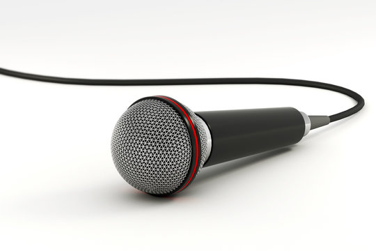 illustration of microphone rendered in 3d on black background