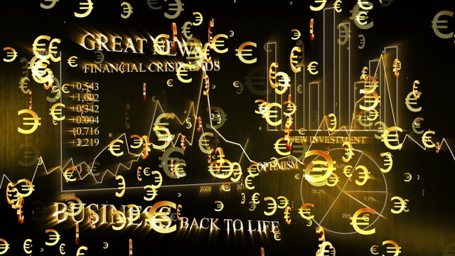 Optimistic business animation with euro symbols.