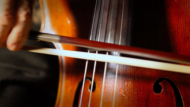 Cello and cellist closeup