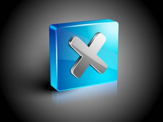 Obraz premium Glossy 3D web 2.0 cross mark validation symbol icon set. EPS 10.