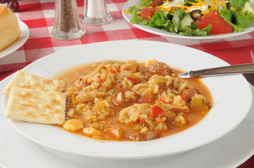 Chicken and sausage gumbo soup