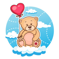 Fototapeta na wymiar valentine teddy with balloon