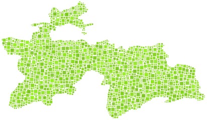 Fototapeta na wymiar Map of Tajikistan - Asia - in a mosaic of green squares