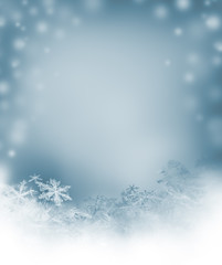 winter background with natural snowflakes - 44436313