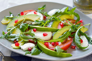 Avocado,Mozzarella and Pomegranate salad