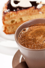 chocolate cake with coffee